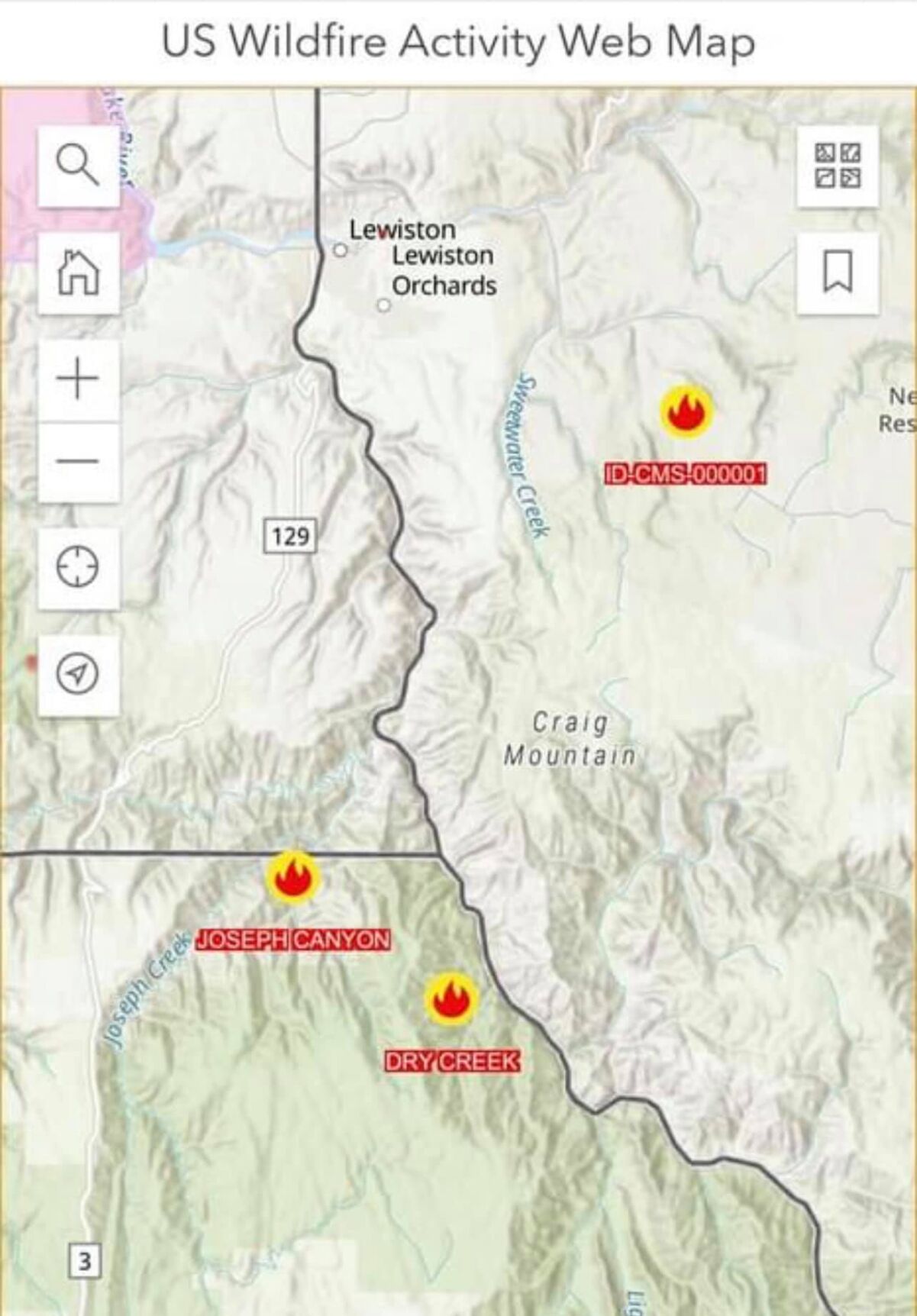Oregon/Idaho Fire Locations 6/4/21